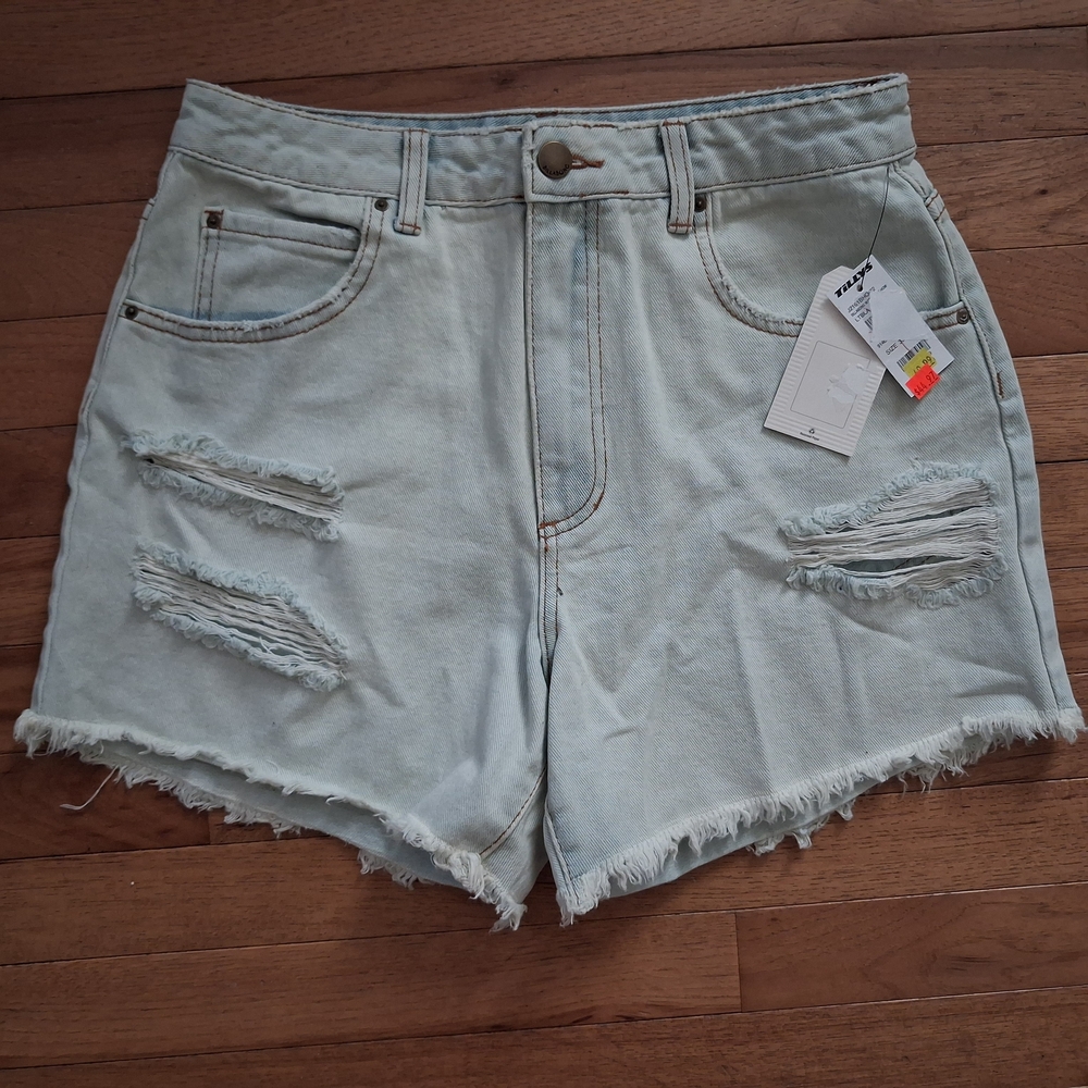 Billabong Light Blue Distressed Festival Jean Shorts Nwt